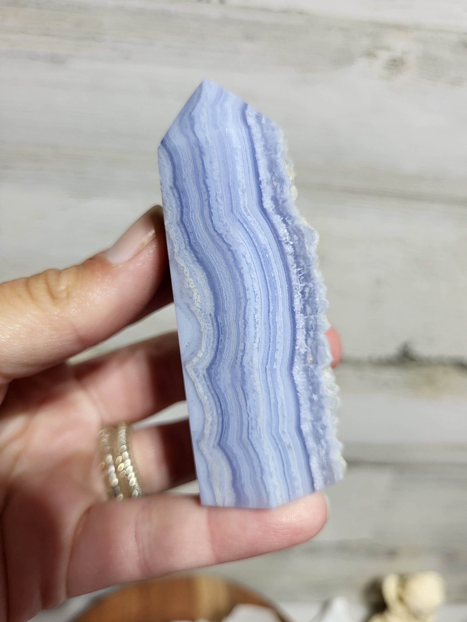 Banded Blue Lace Agate Tower 3.21 inches tall