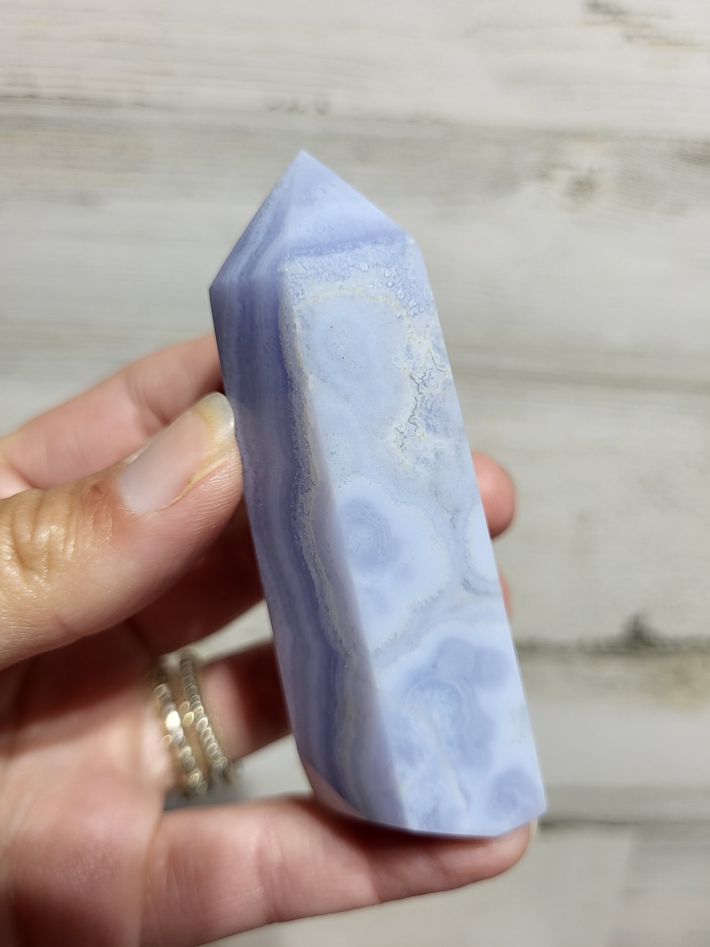 Blue Lace Agate Tower with Raw Edge