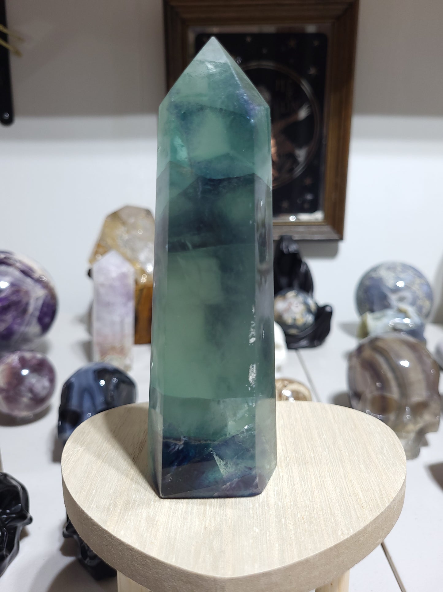 Green, Blue & Purple Fluorite Tower