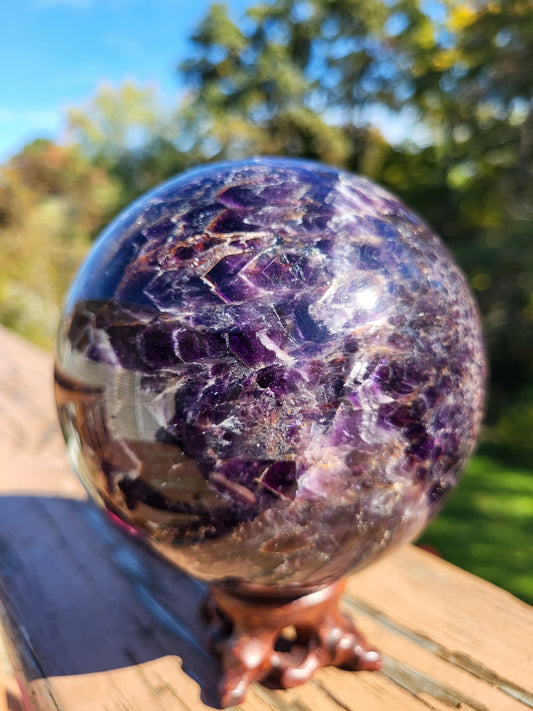 Large Chevron Amethyst Sphere, Dream Amethyst