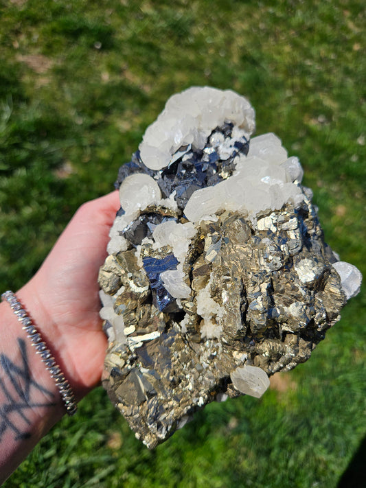 Calcite, Pyrite & Sphalerite Statement Piece from Trepča Mine, Kosovo
