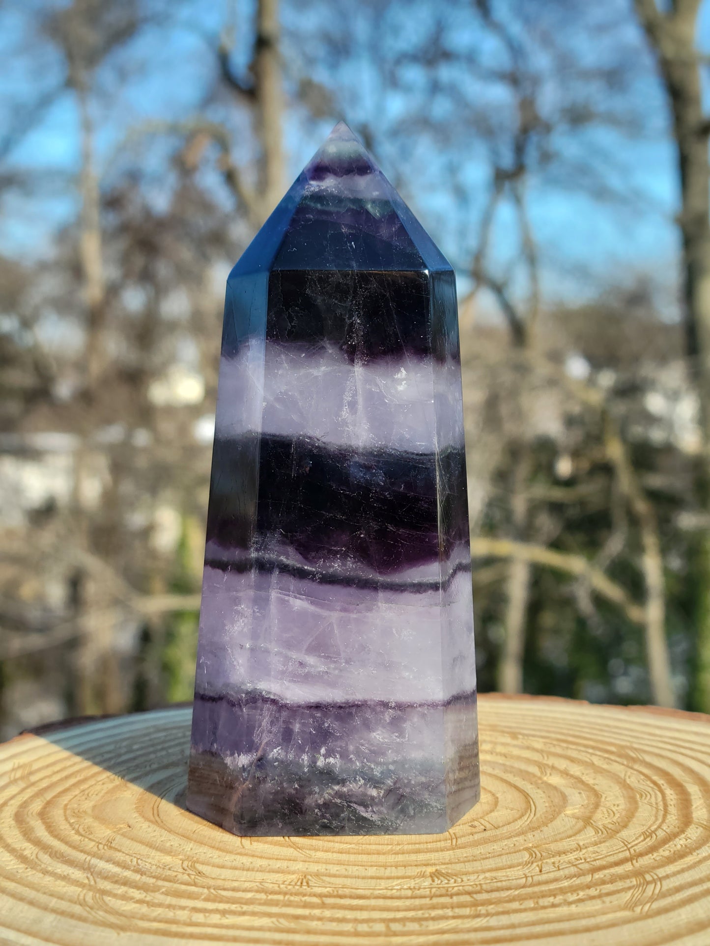 Purple & Clear Fluorite Tower