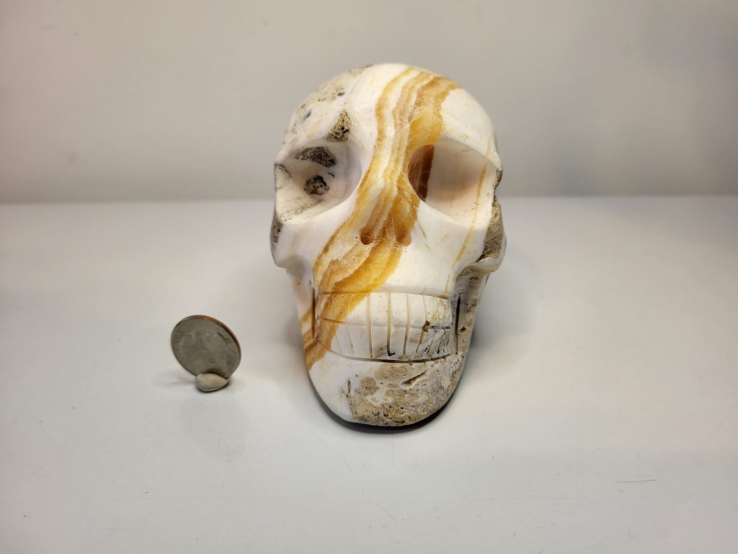 Orange & White Calcite Skull