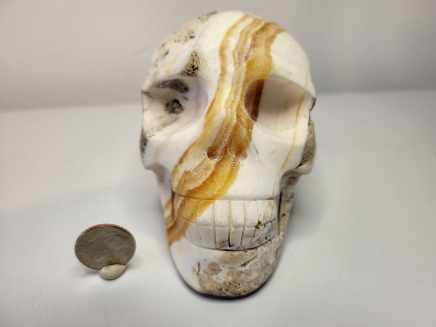 Orange & White Calcite Skull