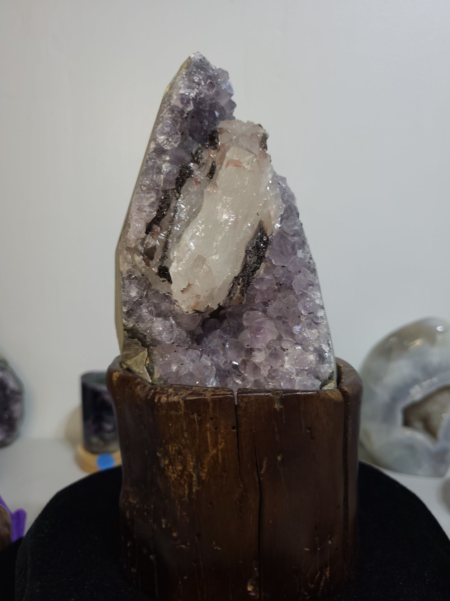 Light Lilac Amethyst Cluster w/ Calcite, Geothite